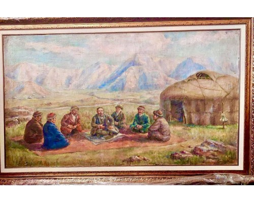 Картина "Абай среди аксакалов" А. Кастеева